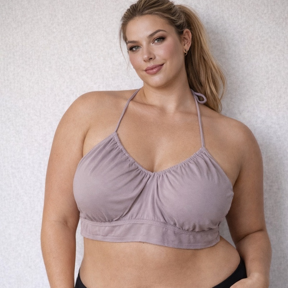 NWT GILLY HICKS BRA/TOP TIE UP IN LAVENDER  MAUVE XXL